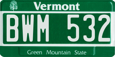 VT license plate BWM532