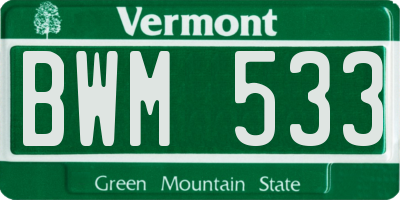 VT license plate BWM533