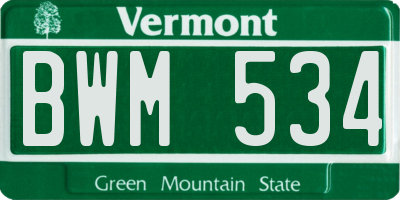 VT license plate BWM534