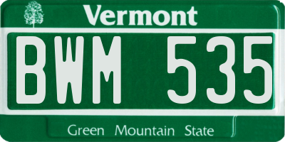 VT license plate BWM535