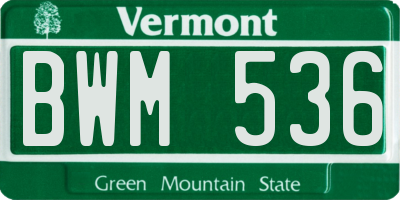 VT license plate BWM536