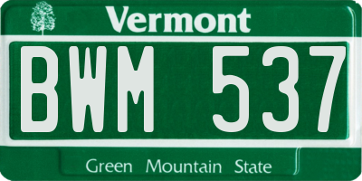VT license plate BWM537