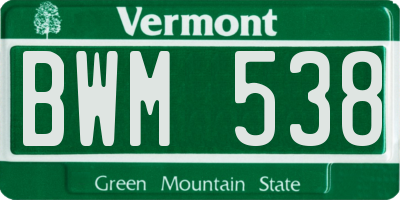 VT license plate BWM538