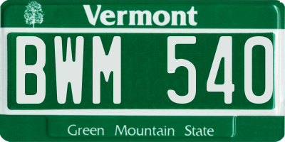 VT license plate BWM540