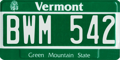 VT license plate BWM542