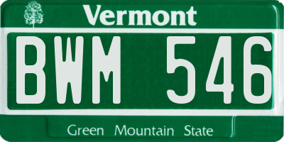 VT license plate BWM546