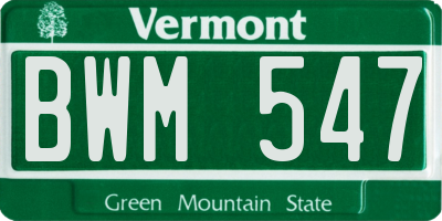 VT license plate BWM547