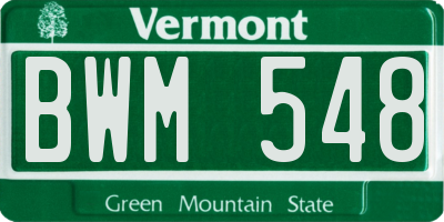 VT license plate BWM548