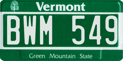 VT license plate BWM549