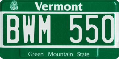 VT license plate BWM550