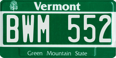 VT license plate BWM552
