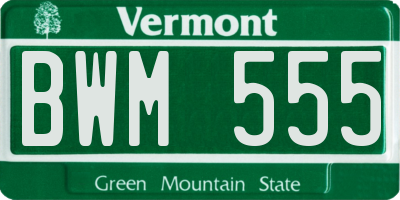 VT license plate BWM555