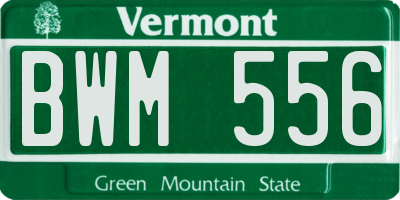 VT license plate BWM556