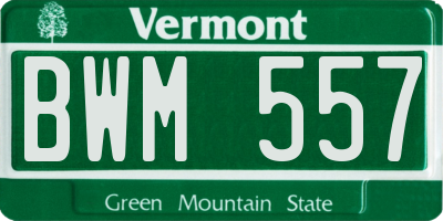 VT license plate BWM557