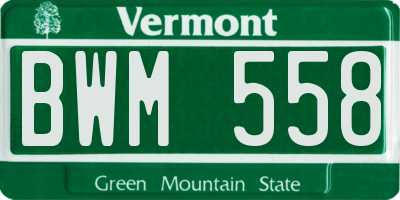 VT license plate BWM558