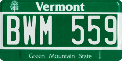 VT license plate BWM559