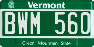 VT license plate BWM560