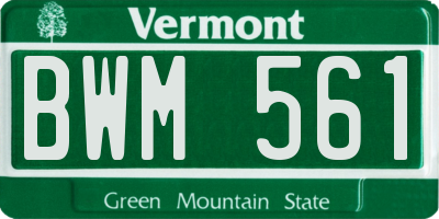 VT license plate BWM561