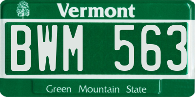 VT license plate BWM563