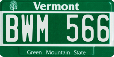 VT license plate BWM566