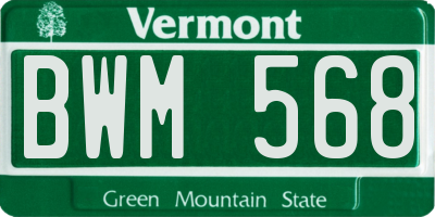 VT license plate BWM568