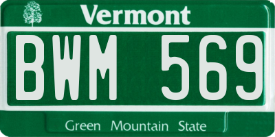 VT license plate BWM569