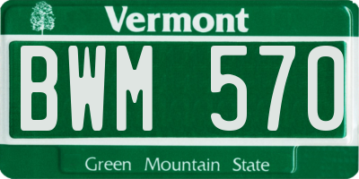 VT license plate BWM570