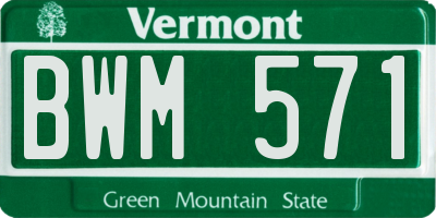 VT license plate BWM571