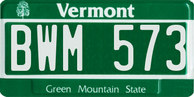 VT license plate BWM573