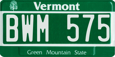 VT license plate BWM575