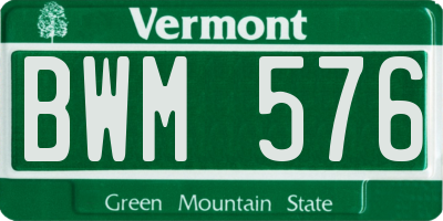 VT license plate BWM576