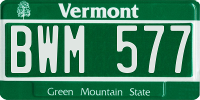 VT license plate BWM577