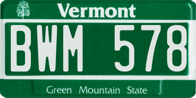 VT license plate BWM578