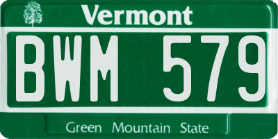 VT license plate BWM579