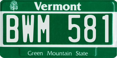 VT license plate BWM581