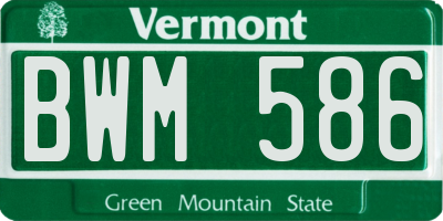 VT license plate BWM586