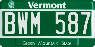 VT license plate BWM587
