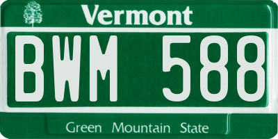VT license plate BWM588