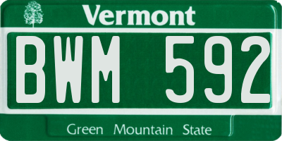 VT license plate BWM592