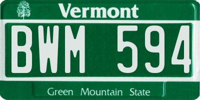 VT license plate BWM594