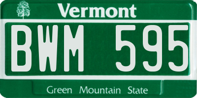 VT license plate BWM595