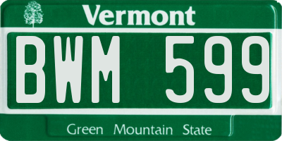 VT license plate BWM599