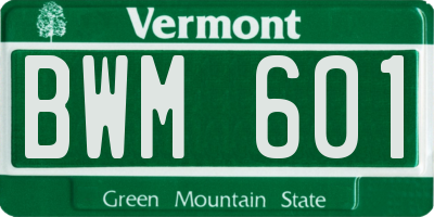 VT license plate BWM601