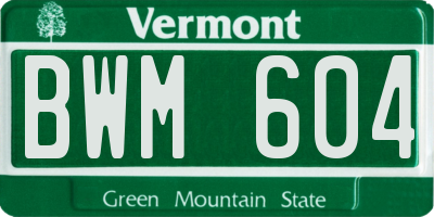 VT license plate BWM604