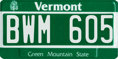 VT license plate BWM605