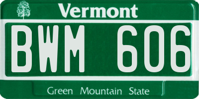 VT license plate BWM606