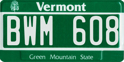 VT license plate BWM608