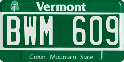 VT license plate BWM609