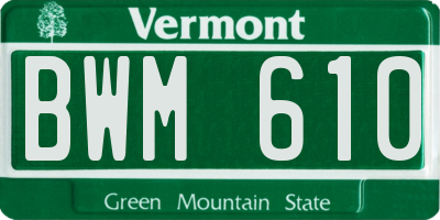 VT license plate BWM610