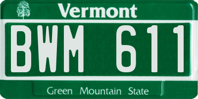 VT license plate BWM611